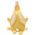 Cute yellow rabbit cartoon crossbody bag for kids with love embroidery and plush tail - Yellow