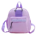 Mochila infantil minimalista de nailon lavanda con etiqueta y bolsillo frontal - Morado