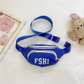 Blue kids fanny pack with white FSHI lettering and adjustable strap for boys and girls - Blue