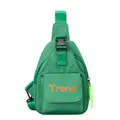 Children's vibrant green crossbody chest bag with orange Trend letter print - Green