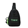 Kids black nylon chest bag with neon green Trend lettering and adjustable strap - Black