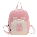Cute pink cartoon bunny backpack for kids featuring decorative ears and canvas material - Rabbit / Pink