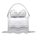 Mini silver crossbody bag for girls with metallic bow detail and chain strap - Silver