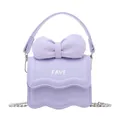 Mini lavender crossbody bag with large bow decoration and wave edge for kids - Purple