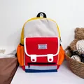 Colorful patchwork canvas backpack for children with yellow blue and red compartments - Large / Red