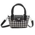 Mini borsa a mano vintage pied-de-poule per bambini con finiture in ecopelle - Nero