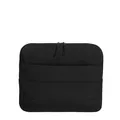 Black quilted laptop sleeve with horizontal stitching and durable dual zipper closure - Black