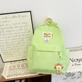 Lichtgroene schoolrugzak met beertjeshanger en koekjespatch voor kinderen mode - Groen