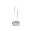 Mini silver shell shaped crossbody bag with metallic mirror finish and beaded chain strap - Beaded Chain Style (Style 1) / Silver