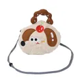 Cute puppy plush handbag with soft cream fur and red cherry detail for girls - Off White