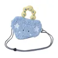 Cloud-shaped blue plush crossbody bag with yellow handle and star embroidery - Blue Style 1