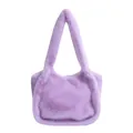Plush light purple faux fur tote bag with a soft texture and spacious interior - Purple