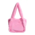 Pink leopard-style plush tote bag for women featuring soft faux fur and dual handles - Pink