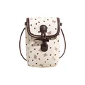Minibolso bandolera para móvil en color beige con estampado vintage de lazos - Blanco con Lazo