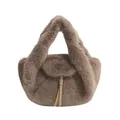 Elegante bolso de piel sintética marrón con asa triangular para los desplazamientos de invierno - café