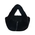 Bolso de mano de piel sintética negra con cordón ajustable para invierno - Negro