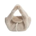 Bolso de mano chic en piel sintética beige con textura suave y cordón blanco elegante - Caqui