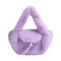 Sac à main en fausse fourrure violette avec poignée souple et détail de ruban chic - Violet
