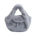 Bolso chic de piel sintética gris claro con textura suave y asa para el invierno - Gris