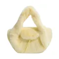 Sac à main chic en fausse fourrure crème avec poignée et cordon pour l'hiver - Jaune