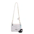Mini plush crossbody bag with colorful dots and adjustable woven rope strap - With Charm / White