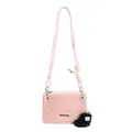 Pink plush lamb wool crossbody bag with ChicCraze logo and black pompom charm - With Charm / Pink