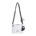 Sac bandoulière en peluche à pois noirs avec bandoulière en corde tressée chic - Sans Pendentif / Blanc et Noir