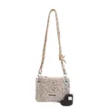 Sac bandoulière en laine d'agneau beige à pois avec un pendentif coeur élégant - Sans Pendentif / Khaki