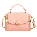 Sac bandoulière rose texture litchi avec logo M doré et bandoulière amovible - Rose