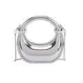Sac lune miroir argenté avec poignée métallique et bandoulière chaîne pour femme style 2026 - Argent