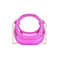Sac demi-lune rose fuchsia à effet miroir métallique avec fine bandoulière dorée - Rose