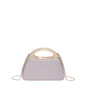 Elegante lila Pailletten-Abendtasche mit goldenem Kettenriemen und Metallgriff - Rosa