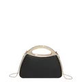 Elegante schwarze Glitzer-Abendclutch mit goldenem Metallgriff und Kettenschulterriemen - Schwarz