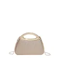 Funkelnde champagnergoldene Abendtasche mit Pailletten, Goldkette und Metallgriff - Gold