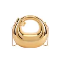 Chic gold crescent moon handbag with reflective mirror finish and delicate chain strap - Gold