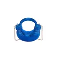 Mini Halbmond-Handtasche in Metallic-Blau mit Knotendetails und goldener Kette - Blau