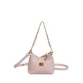 Mini sac bandoulière rose clair matelassé avec chaîne dorée et fermoir pivotant - Rose