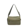 Versatile army green nylon crossbody bag with multi-pocket storage and adjustable strap - Green
