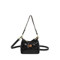 Klassische schwarze Stepptasche mit goldener Kette und metallischem Drehverschluss - Schwarz