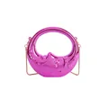 Pink crescent moon mirror mini bag with star detail and gold crossbody chain - Pink
