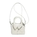 Mini white crossbody bag with unique shirt collar design and button details - White