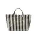Sac fourre-tout à rayures noires et blanches avec lettrage TOTE BAG et fini brillant - Noir