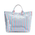 Sac cabas en papier Dupont à rayures roses et bleues avec finition imperméable brillante - Bleu et Rose