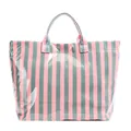 Sac fourre-tout à rayures roses et sarcelle avec revêtement PVC et grande capacité - Vert et Rose