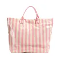 Sac fourre-tout à rayures roses et blanches avec finition brillante imperméable - Rose Riz