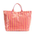 Grand sac fourre-tout imperméable avec rayures verticales rose et orange vibrantes - Rose Orangé
