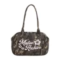 Bolso tote de lona camuflaje con estampado floral rosa y asas largas de hombro - Camuflaje Verde