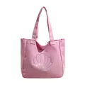Rosafarbene Canvas-Einkaufstasche mit funkelnder Strass-Muschel für elegante Damen - Rosa