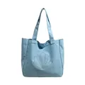Hellblaue Canvas-Tragetasche mit Strass-Muschelmuster und großen Schultergurten - Blau