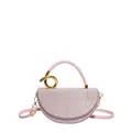 Pink semi-circle glitter handbag with sequin finish and gold knot ring metal detail - Pink